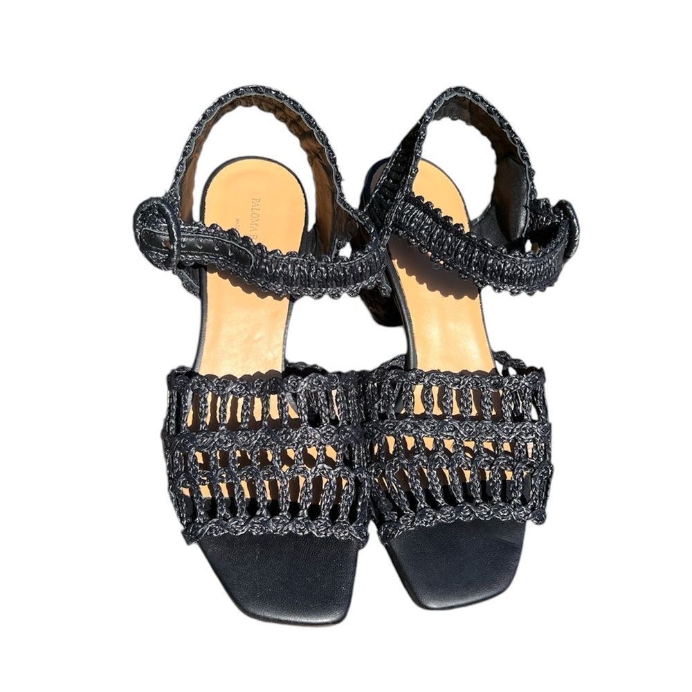 Palamo Barcelo Black Block Heel Ankle Strap Closure Sandals Size 40